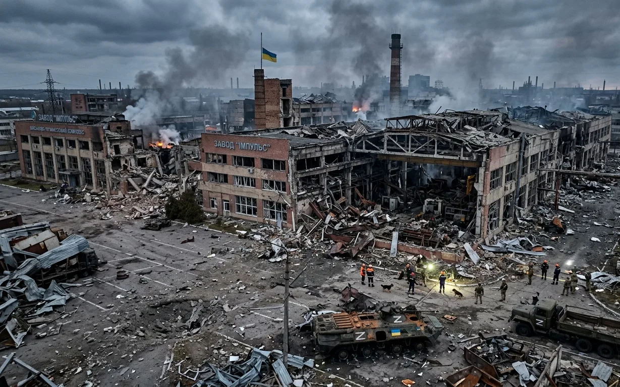Ilustrasi kompleks industri militer di Kiev, Ukraina. (AI)