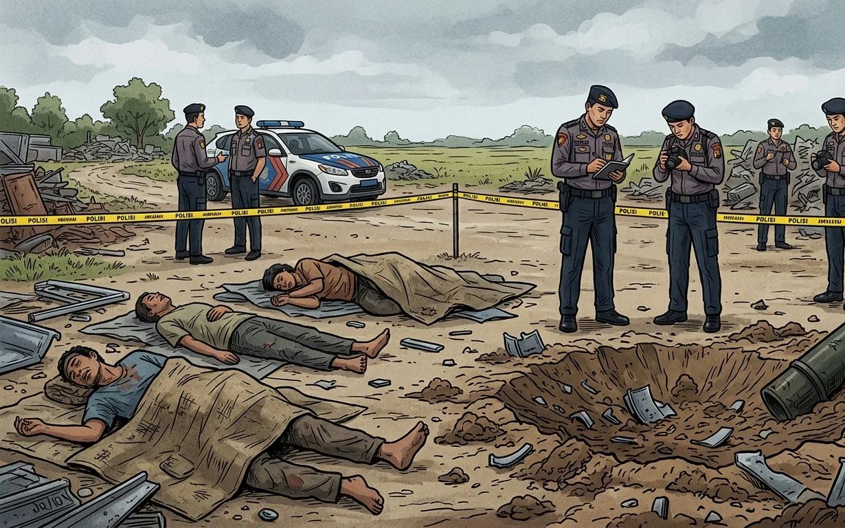 Ledakan Mortir Aktif di Bandung Barat Tewaskan Tiga Pemulung di Lokasi. (Satuteks.com)