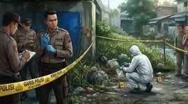 Ilustrasi penemuan jenazah oleh kepolisian. (Satuteks.com)