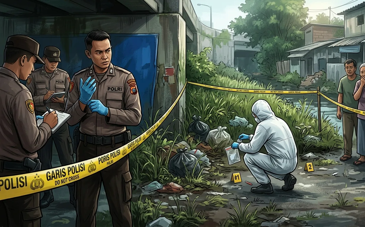 Ilustrasi penemuan jenazah oleh kepolisian. (Satuteks.com)