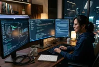 Ilustrasi seorang prompt engineer AI sedang bekerja.
