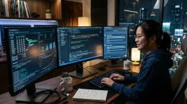 Ilustrasi seorang prompt engineer AI sedang bekerja.