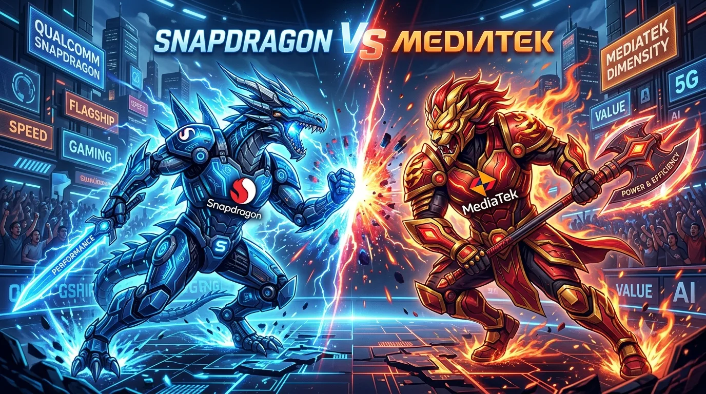 Ilustrasi Snapdragon vs MediaTek.