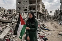 Ilustrasi wilayah Gaza Palestina yang hancur. (AI)