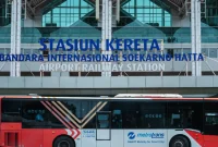 Bus Transjakarta saat berada di Bandara Soekarno-Hatta. (Dok. Transjakarta)