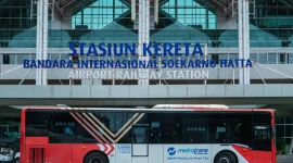 Bus Transjakarta saat berada di Bandara Soekarno-Hatta. (Dok. Transjakarta)